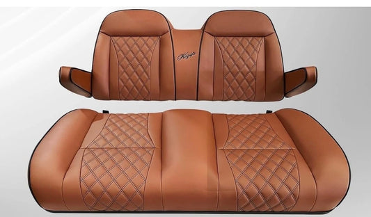 KOZIP Cushion Set Front Seat for Yamaha G29 (Drive) / Drive2 – Brown Base with Black Piping and Black Stitching
