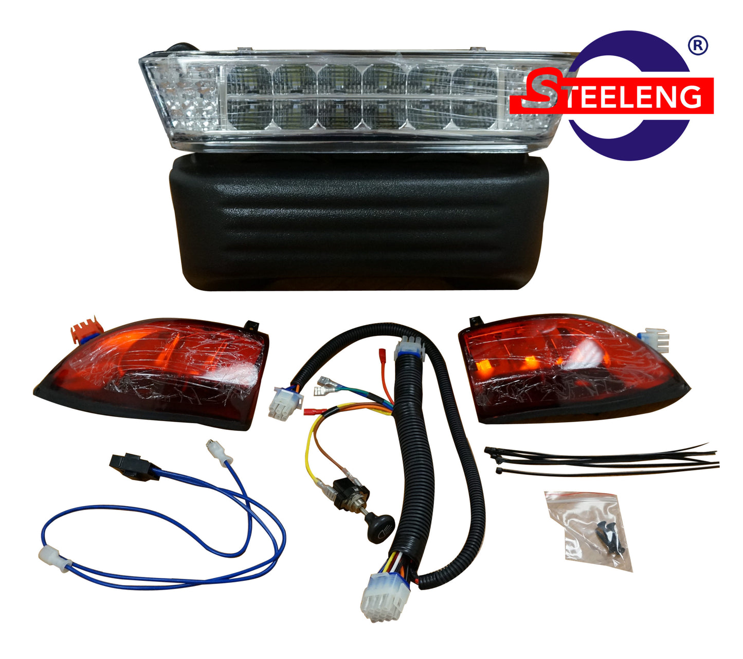 CLUB CAR PRECEDENT 2008+ GOLF CART ADJUSTABLE LED HEADLIGHTS / TAIL LIGHTS / BUCKET HARNESS