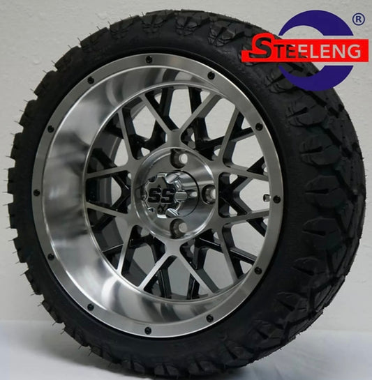 GOLF CART 14" VENOM WHEELS/RIMS and 20" STINGER ALL TERRAIN TIRES DOT RATED