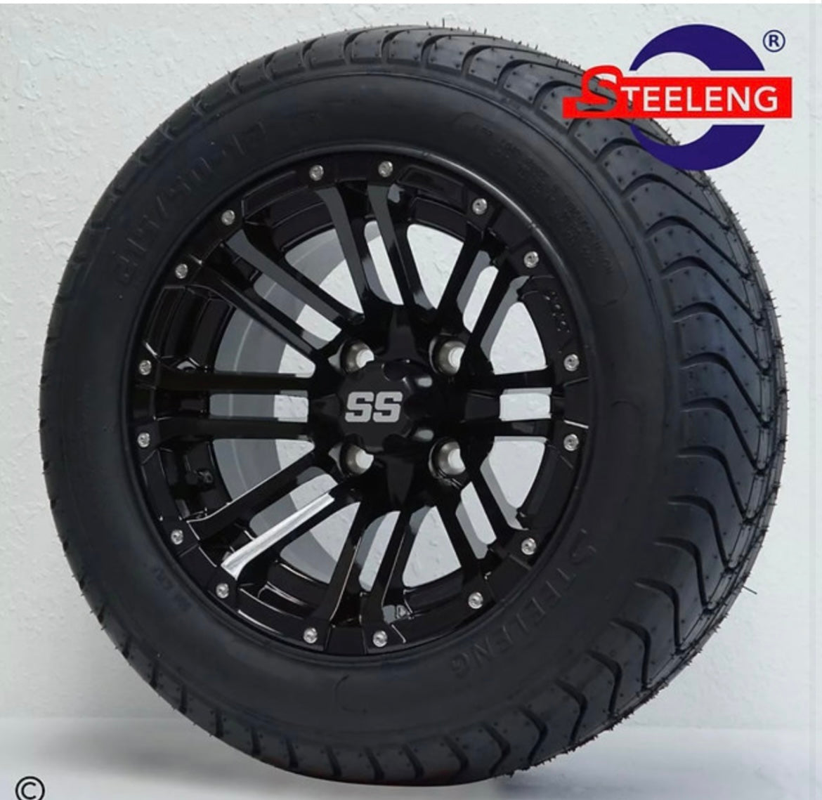 GOLF CART 12" BLACK 'MATADOR' WHEELS / RIMS and 215/40-12 LOW PROFILE TIRES (4)