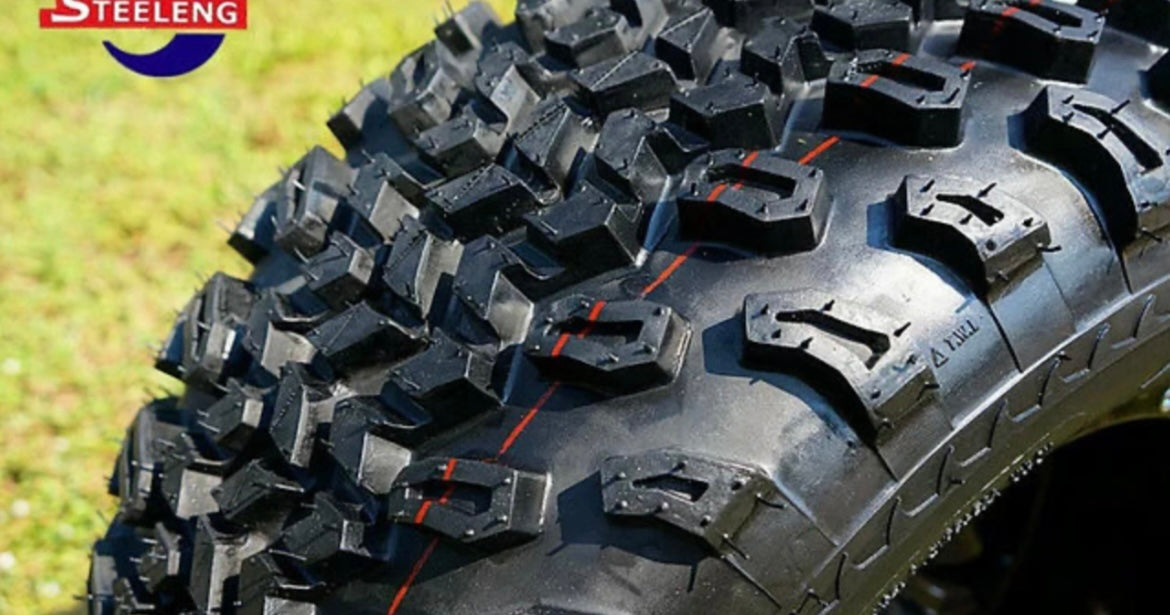 GOLF CART 12" Black VAMPIRE WHEELS / RIMS and 23" All Terrain TIRES (SET OF 4)