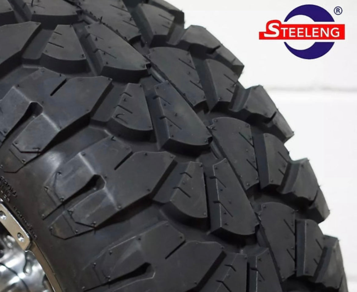 GOLF CART 14" VAMPIRE WHEELS/RIMS and 20" STINGER ALL TERRAIN TIRES DOT RATED