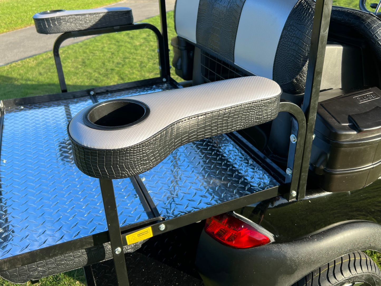 ARMRESTS w/CUPHOLDERS-1 FOR REAR GOLF CART SEATS-MARINE GRADE