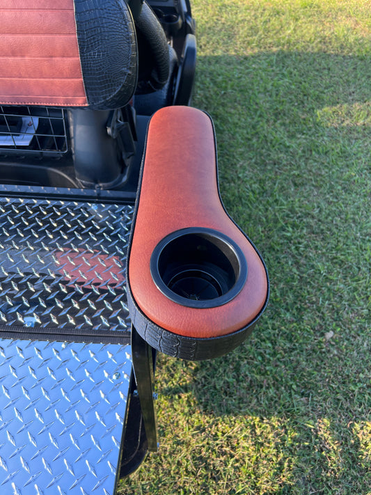 ARMRESTS w/CUPHOLDERS-1 FOR REAR GOLF CART SEATS-MARINE GRADE