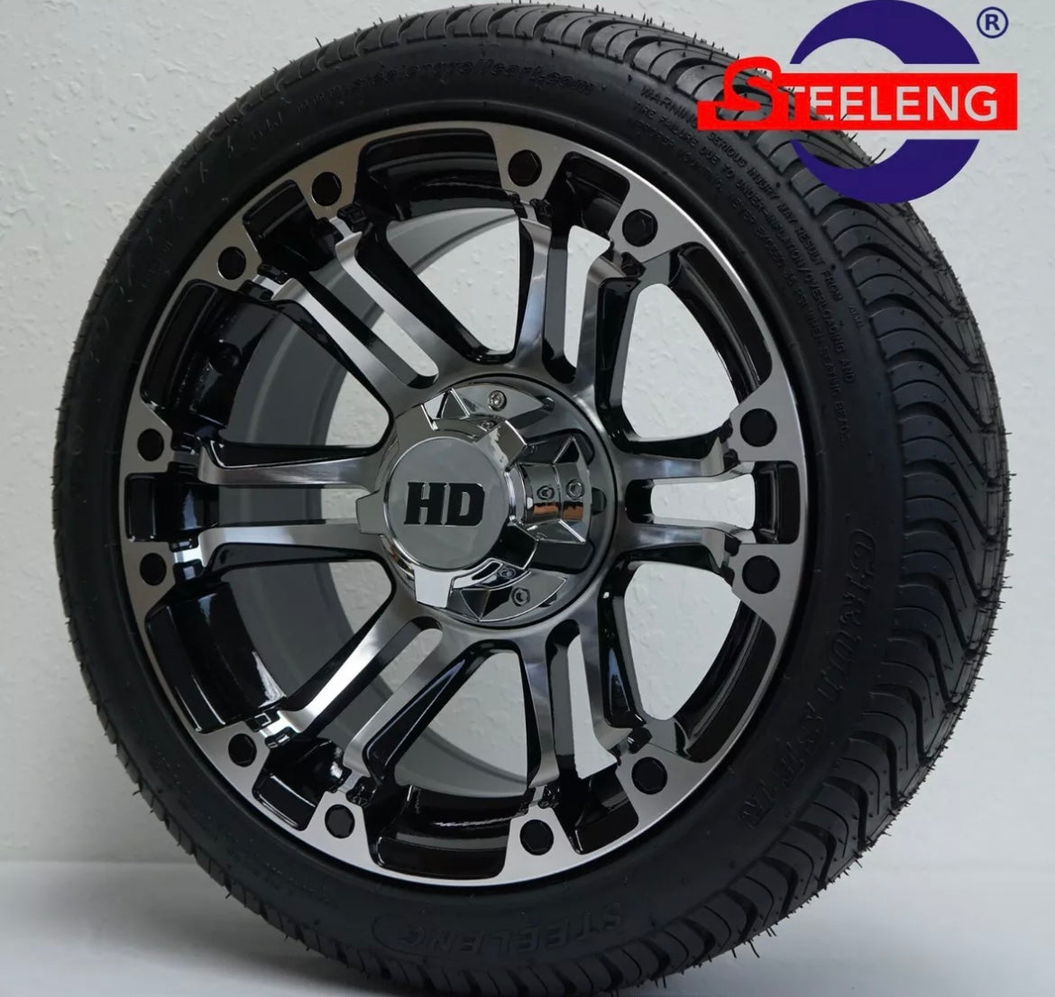 GOLF CART 14"x7" 'RHINO' WHEELS and 205/30-14 DOT LOW PROFILE TIRES (4)