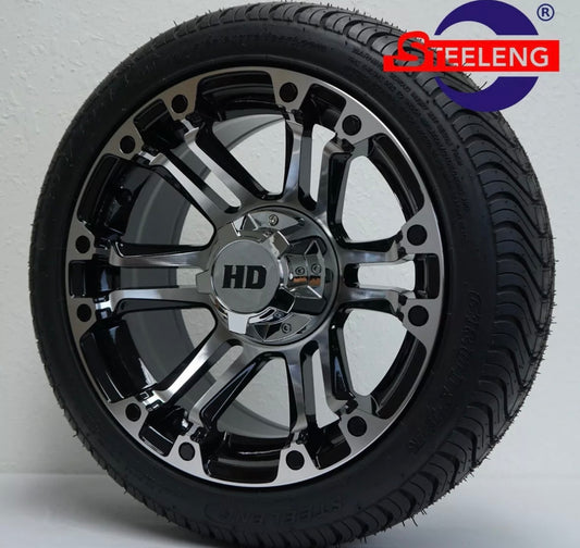 GOLF CART 14"x7" 'RHINO' WHEELS and 205/30-14 DOT LOW PROFILE TIRES (4)