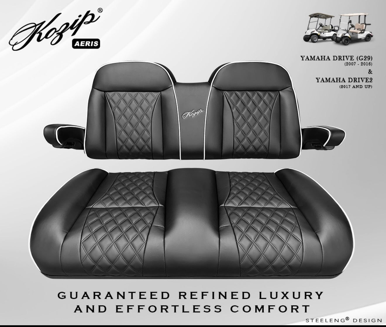 'KOZIP' Yamaha FRONT SEAT/BACKREST CUSHION SET (BLACK)