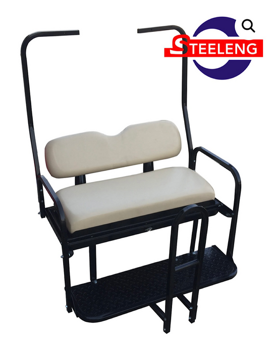 REAR FLIP SEAT FOR CLUB CAR DS GOLF CART 1982-2000 MODEL (BUFF CUSHION W/T GRAB BAR ATTACHMENT)